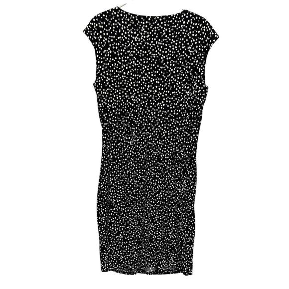 Lauren Ralph Lauren Women Twisted Front Dress 16 Black Dot Stretch Career Classy - Picture 9 of 12